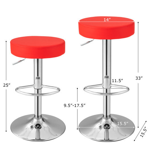 1 PC Round Bar Stool Adjustable Swivel Pub Chair-Red