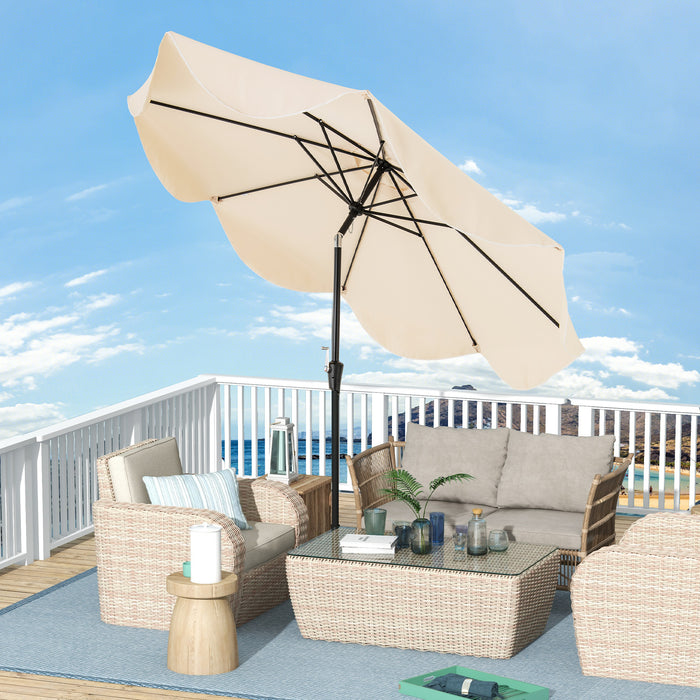 9 FT Patio Umbrella with Crank Handle and Push Button Tilt-Beige