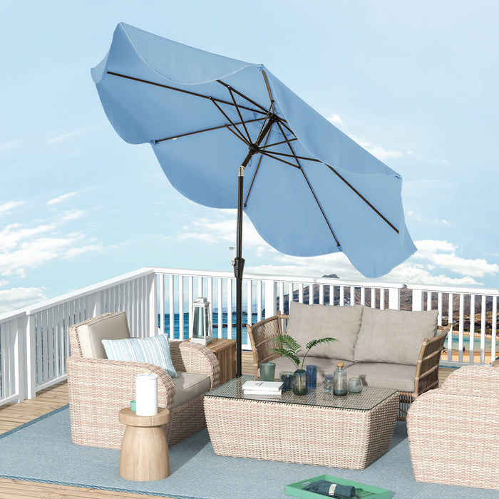 9 FT Patio Umbrella with Crank Handle and Push Button Tilt-Navy