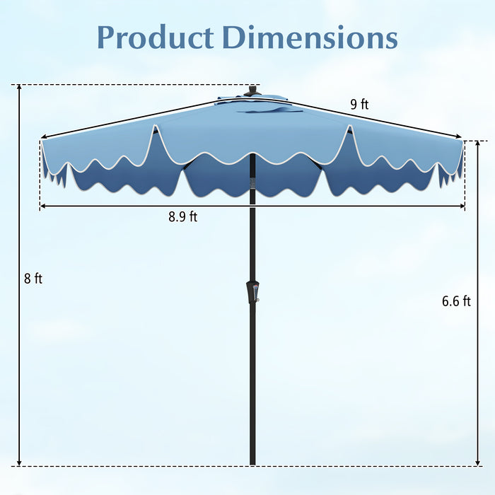 9 Feet Patio Umbrella with Crank Handle and Push Button Tilt-Navy