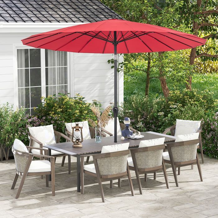 9 Feet Round Patio Umbrella with 18 Fiberglass Ribs-Wine