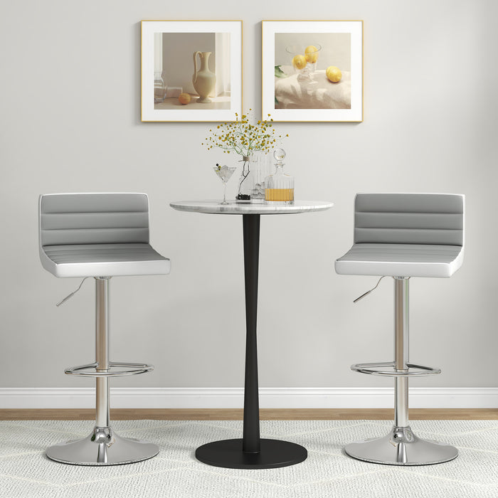 Set of 2 Adjustable Heights Barstool with PU Leather