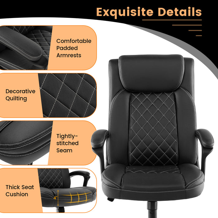 High Back Ergonomic Executive Chair with Thick Headrest Cushion-Black