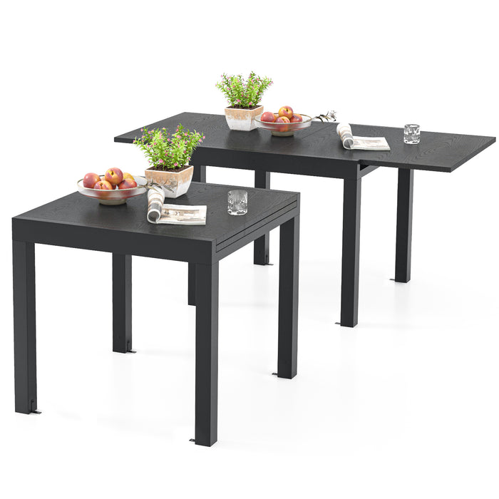 31.5 inches-63 inches Adjustable Patio Expandable Dining Table for 4-6 Person-Gray