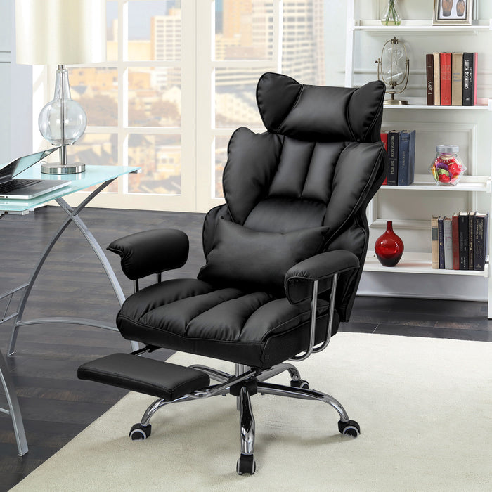 Big and Tall Executive Office Desk Chair with Footrest-Black