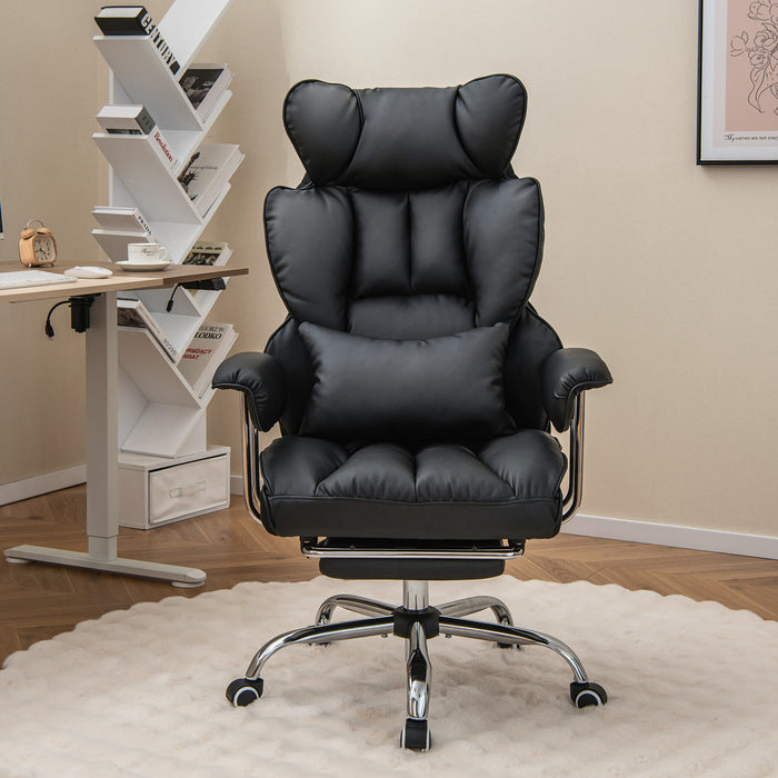 Big and Tall Executive Office Desk Chair with Footrest-Black