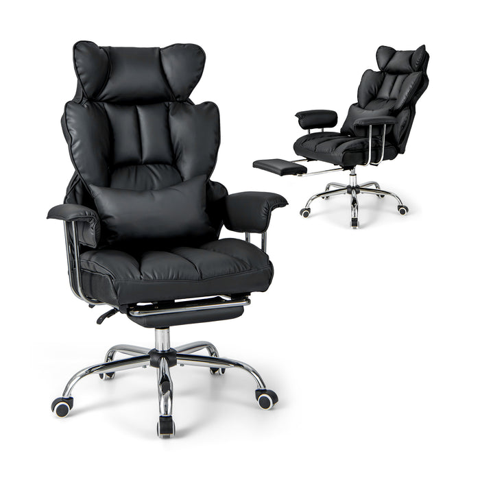 Big and Tall Executive Office Desk Chair with Footrest-Black