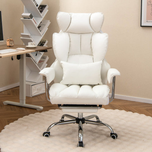 Big and Tall Executive Office Desk Chair with Footrest-White