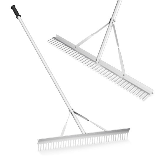 Aluminum Rake with 36 Inch Wide Rake Head and 68 Inch Long Handle