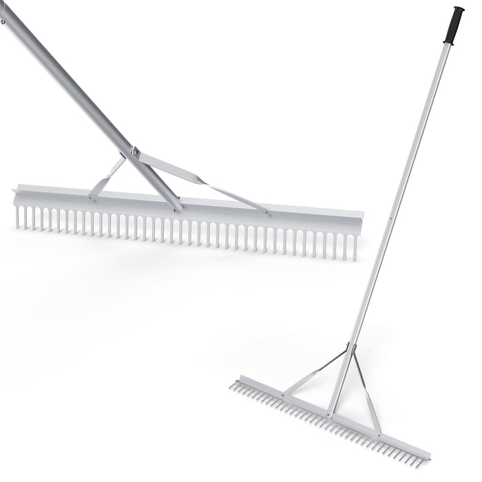 Aluminum Rake with 36 Inch Wide Rake Head and 68 Inch Long Handle