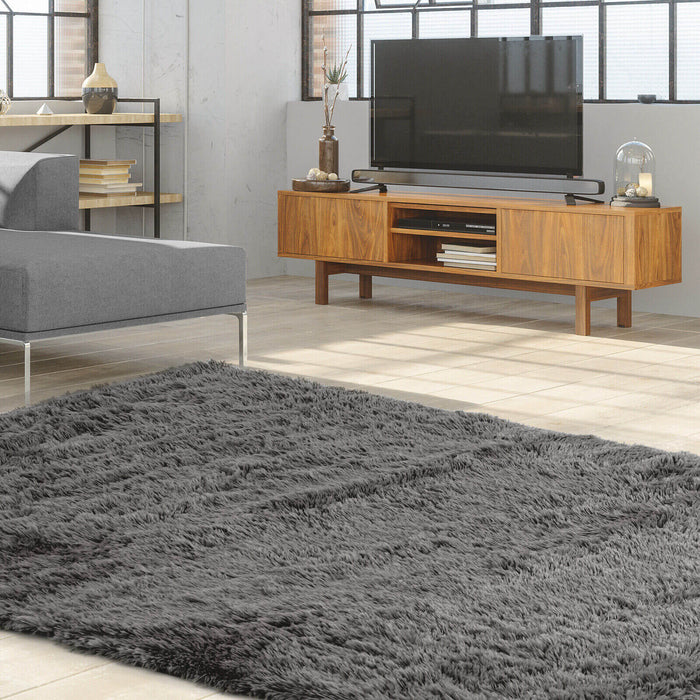 5 x 7 Feet Modern Rectangular Soft Shag Area Rug for Living Room Bedroom-Gray