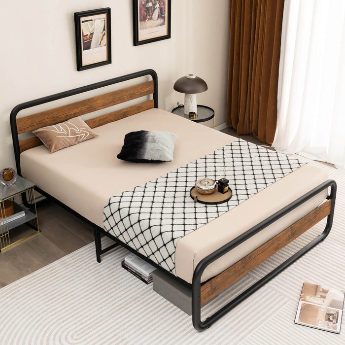 Arc Platform Bed with Headboard and Footboard-Queen Size