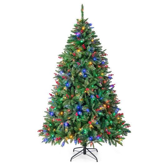 6/7 FT Pre-Lit Artificial Christmas Tree with Multi-Color LED Lights-7ft