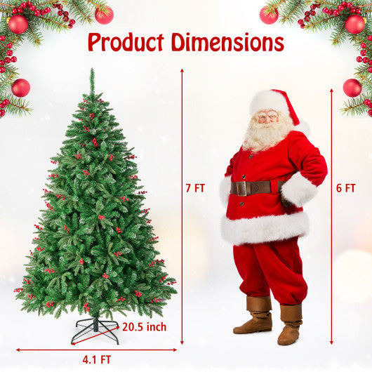 6/7 FT Pre-Lit Artificial Christmas Tree with Multi-Color LED Lights-7ft