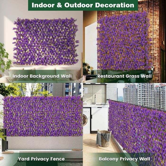 Decorative Faux Purple Eucalyptus Fencing Panel with Real Willow Frame for Balcony Patio