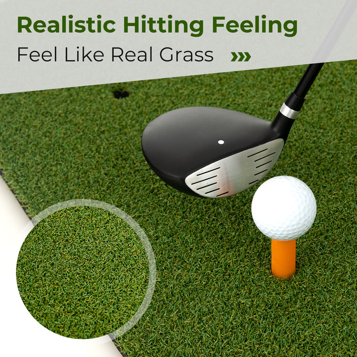 Artificial Turf Mat for Indoor and Outdoor Golf Practice Includes 2 Rubber Tees and 2 Alignment Sticks-20mm