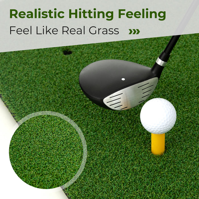 Artificial Turf Mat for Indoor and Outdoor Golf Practice Includes 2 Rubber Tees and 2 Alignment Sticks-25mm