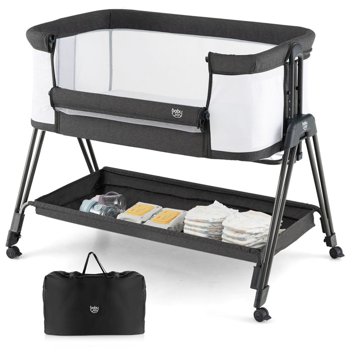 Portable Bedside Sleeper for Baby with 7 Adjustable Heights-Black