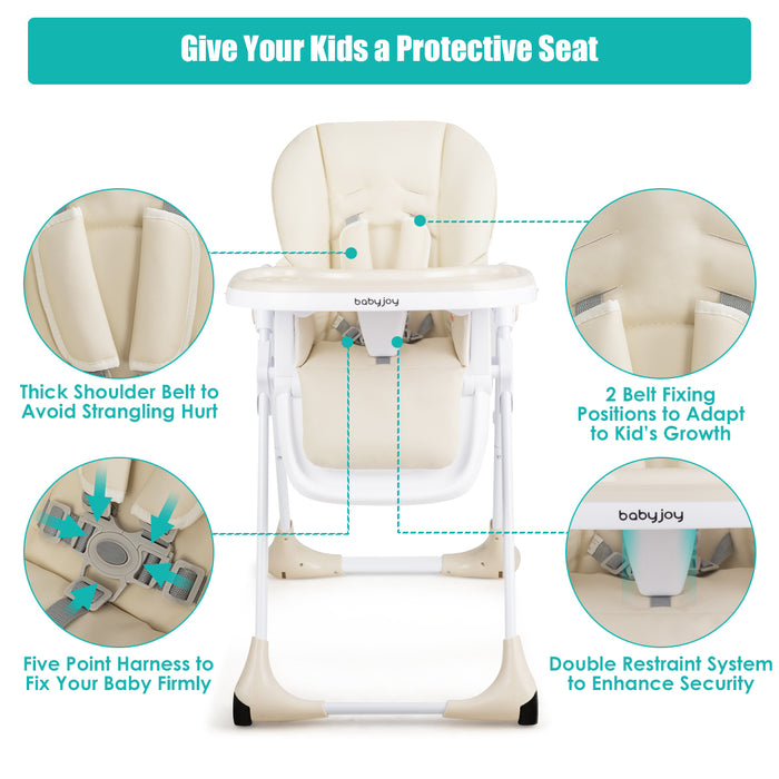 3-In-1 Convertible Baby High Chair for Baby and Toddler-Beige