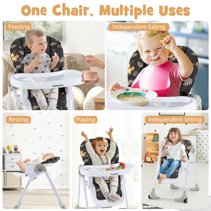 3-In-1 Convertible Baby High Chair for Toddlers-Dark Brown