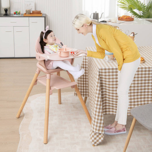 6-in-1 Baby High Chair with Removable Dishwasher and Safe Tray-Pink