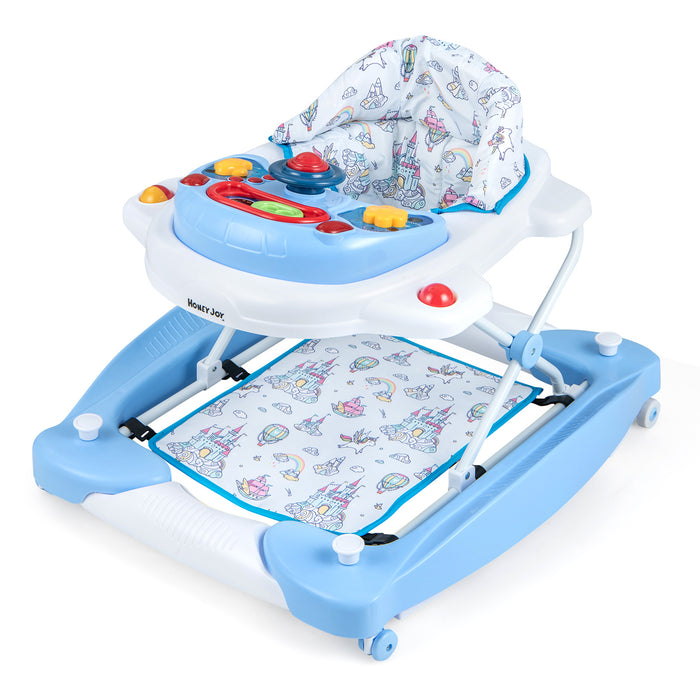 6 in 1 Foldable Baby Walker with Adjustable Height-Blue