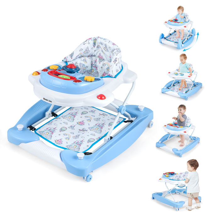 6 in 1 Foldable Baby Walker with Adjustable Height-Blue