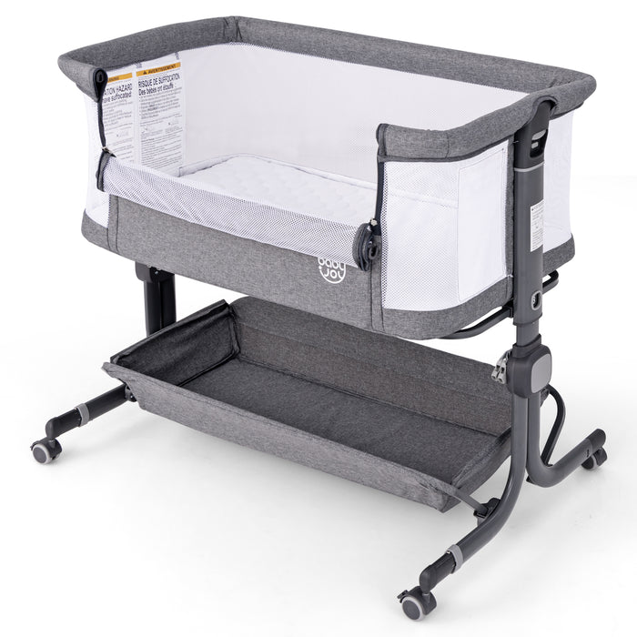 Baby Bassinet Bedside Sleeper with 6-Level Adjustable Height-Gray