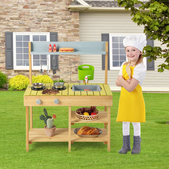 Backyard Pretend Play Toy Kitchen with Stove Top