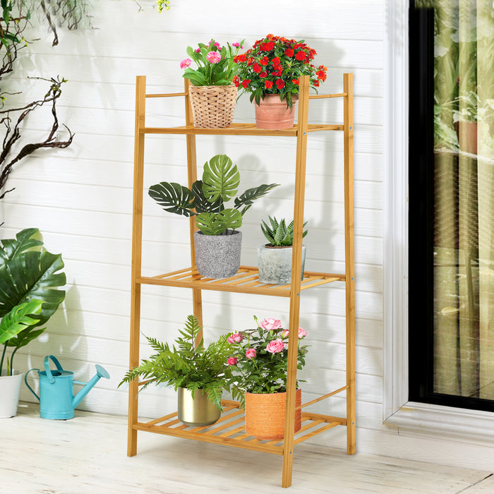 3 Tiers Vertical Bamboo Plant Stand-Natural