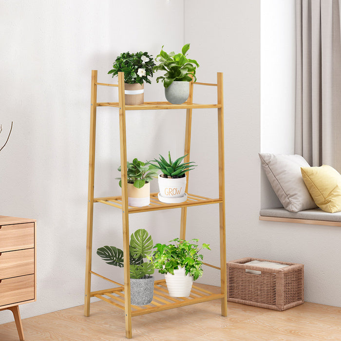 3 Tiers Vertical Bamboo Plant Stand-Natural