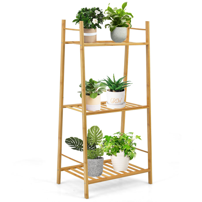 3 Tiers Vertical Bamboo Plant Stand-Natural