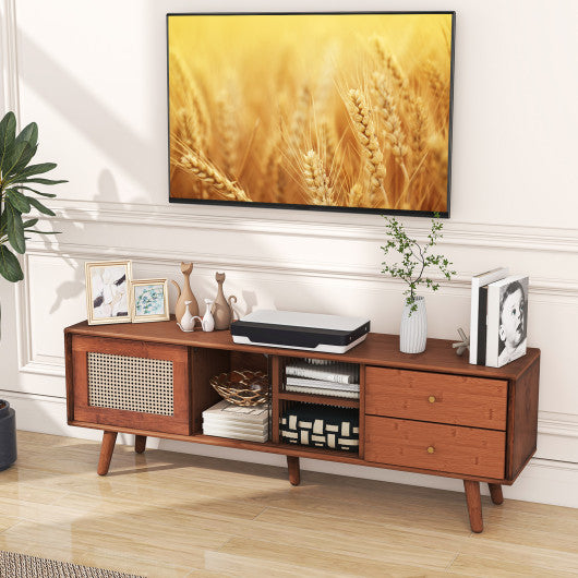 Bamboo TV Stand for TV up to 65 Inch-Brown