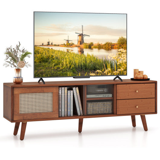 Bamboo TV Stand for TV up to 65 Inch-Brown