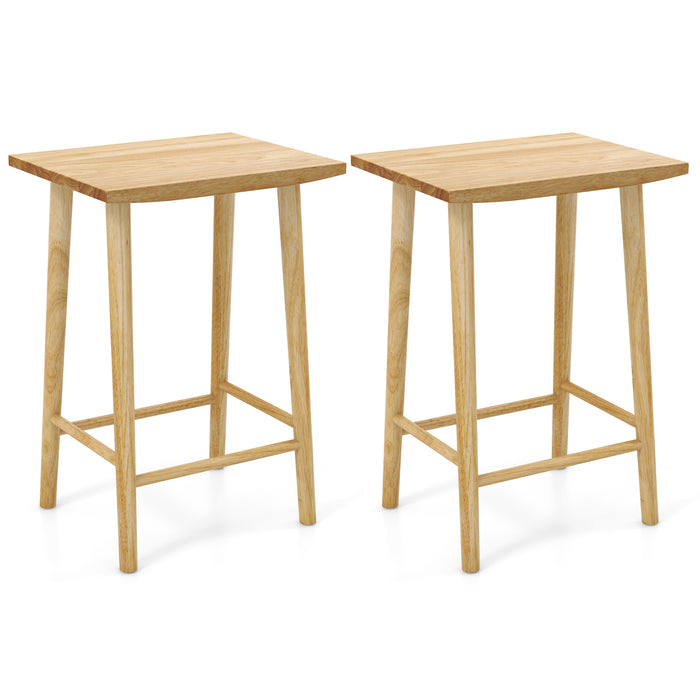 25.5 Inch Bar Stools Set of 2 with Footrest-Natural