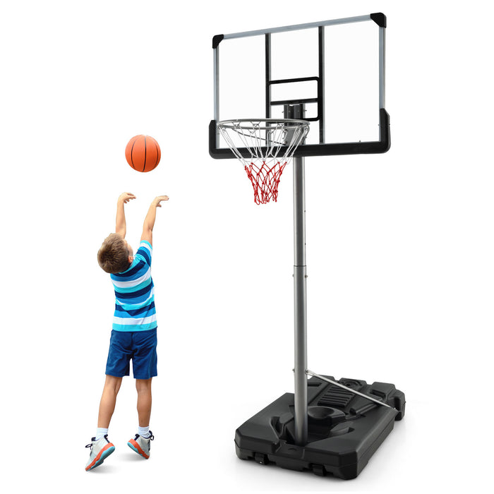 Basketball Hoop with 5.4-6.6FT Adjustable Height and 50 Inch Backboard-Black