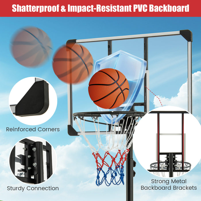 5.8-6.8 FT Basketball Hoop Height Adjustable Basketball System with Wheels and Fillable Base