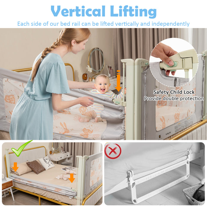 Vertical Lifting Bed Rail for Toddlers with Double Lock-70 inch