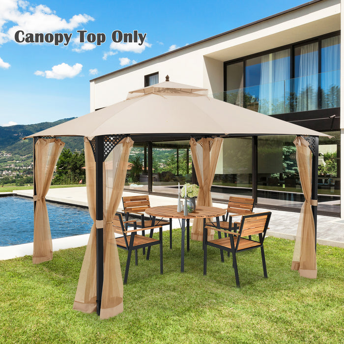 10 x 12 Feet Gazebo Replacement Top with Air Vent and Drainage Holes-Beige