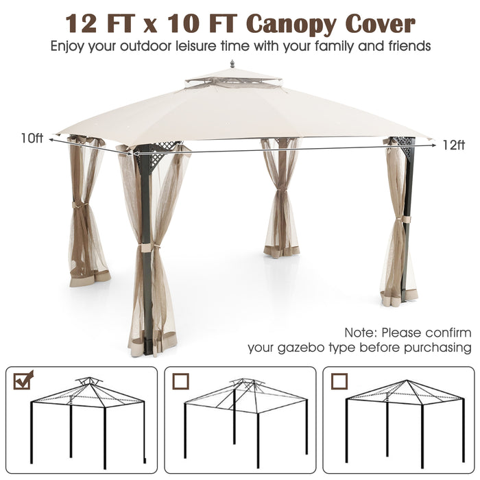 10 x 12 Feet Gazebo Replacement Top with Air Vent and Drainage Holes-Beige