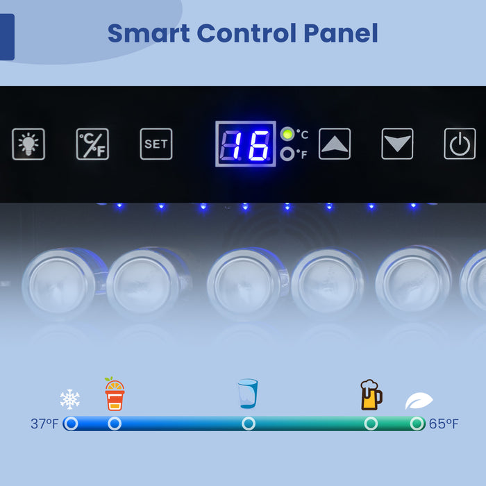 24 Inches Beverage Refrigerator with Removable Shelves and Adjustable Temperature-Silver
