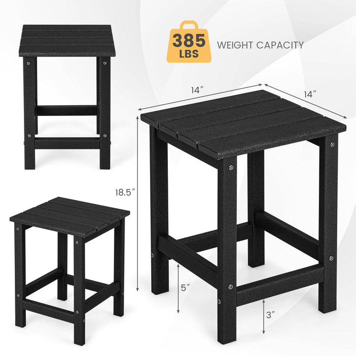 14 Inch Square Weather-Resistant Adirondack Side Table-Black