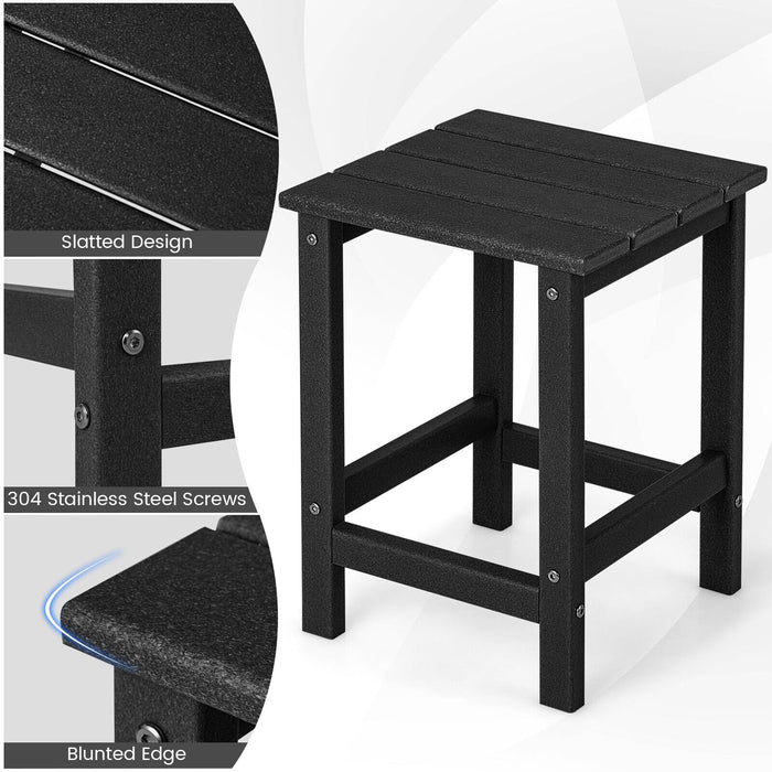 14 Inch Square Weather-Resistant Adirondack Side Table-Black