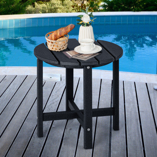 18 Inch Round Weather-Resistant Adirondack Side Table-Black