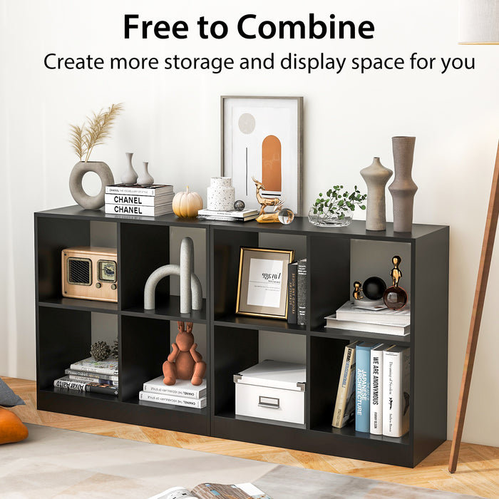 4-Cube Kids Bookcase with Open Shelves-Black