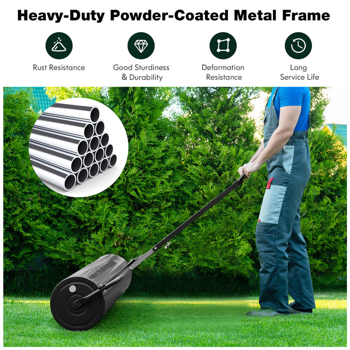 Metal Lawn Roller with Detachable Gripping Handle-Black