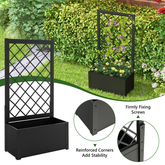 44 Inch Metal Raised Garden Bed with Trellis-Black