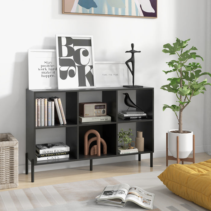 Open-Back Bookshelf with Drawer for Study-Black