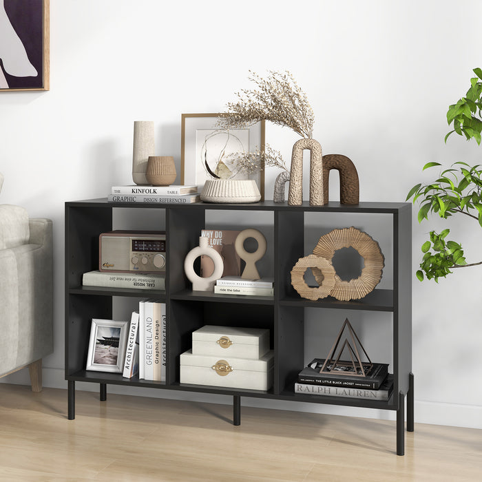 Open-Back Bookshelf with Drawer for Study-Black