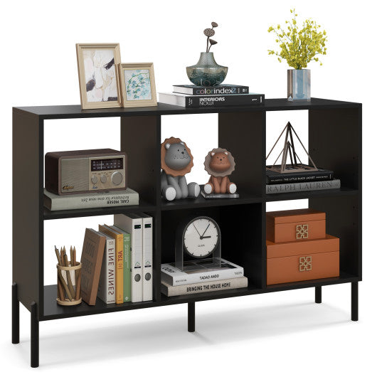 Open-Back Bookshelf with Drawer for Study-Black